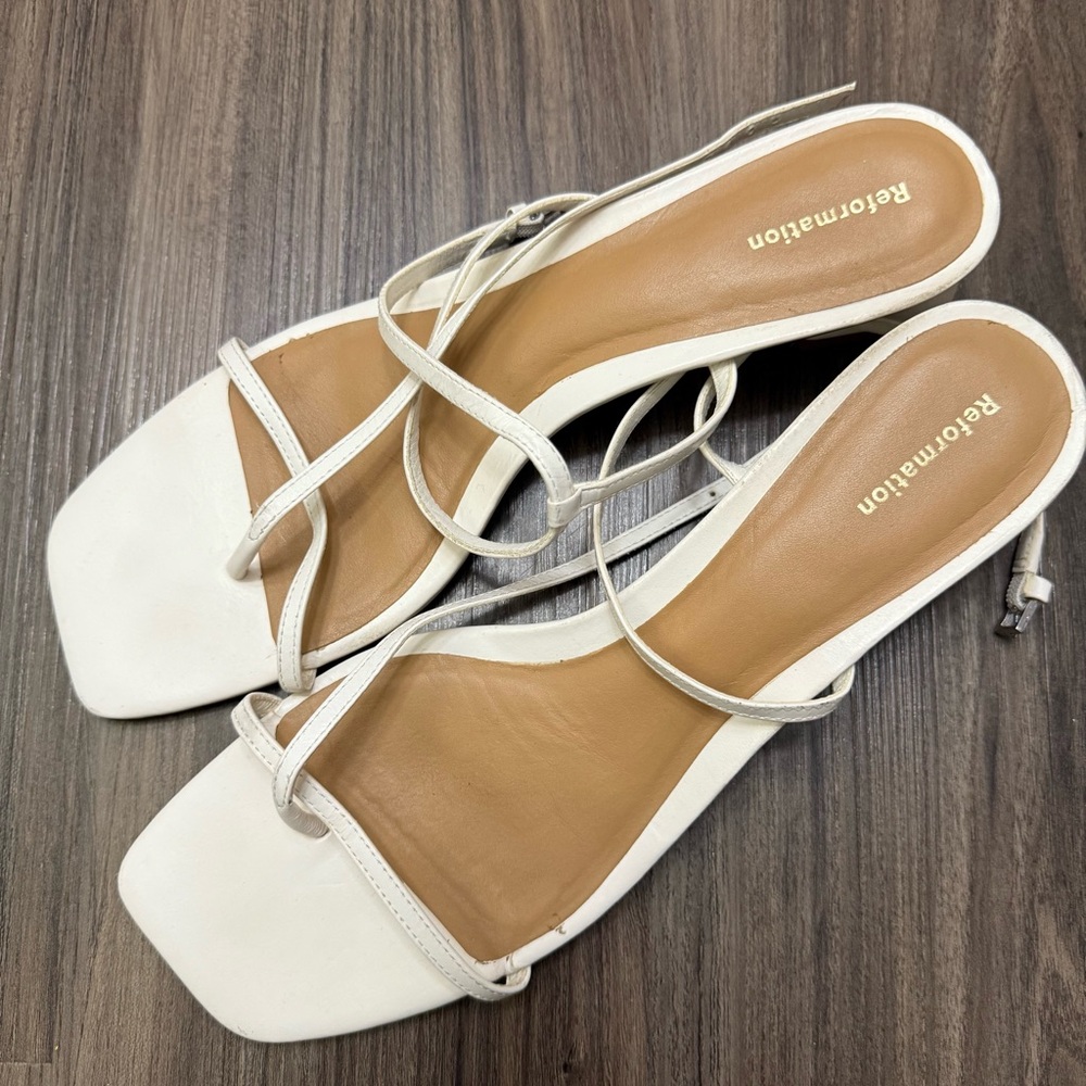 Reformation White Strappy Sandals